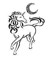 Unicorn and moon tattoo