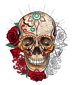 Sugar skull tattoo coloring book stencil