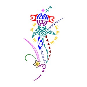 Feminine Polynesian hammerhead shark
tattoo