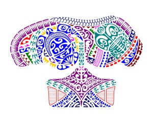Polynesian half sleeve pec and shoulder
blade tattoo