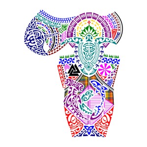 Polynesian Scottish full sleeve and pec
tattoo