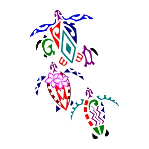 Siblings Polynesian three turtles tattoo