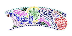 Daughters tribute Polynesian mixed band
tattoo