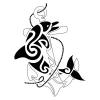 Anchor and dolphin tattoo