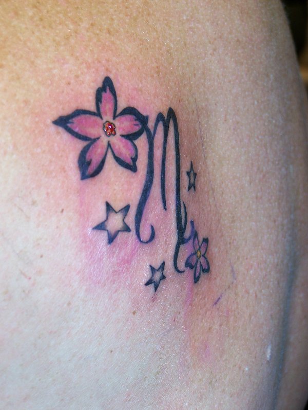 Marilyn - Virgo zodiac with flowers tattoo photo