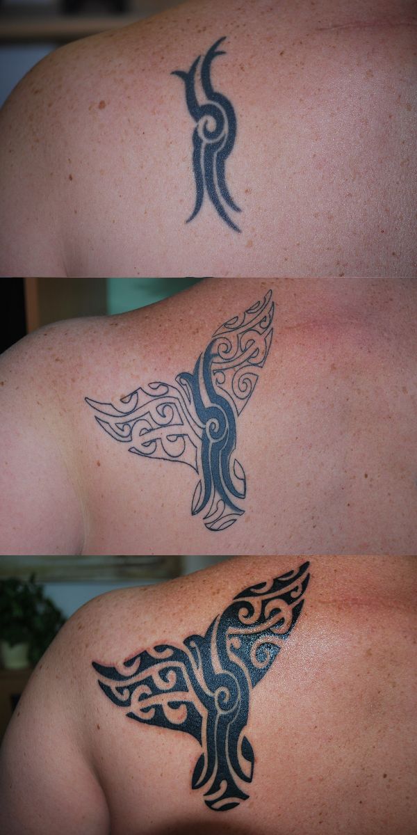 Melanie - Whale tail coverup tattoo photo