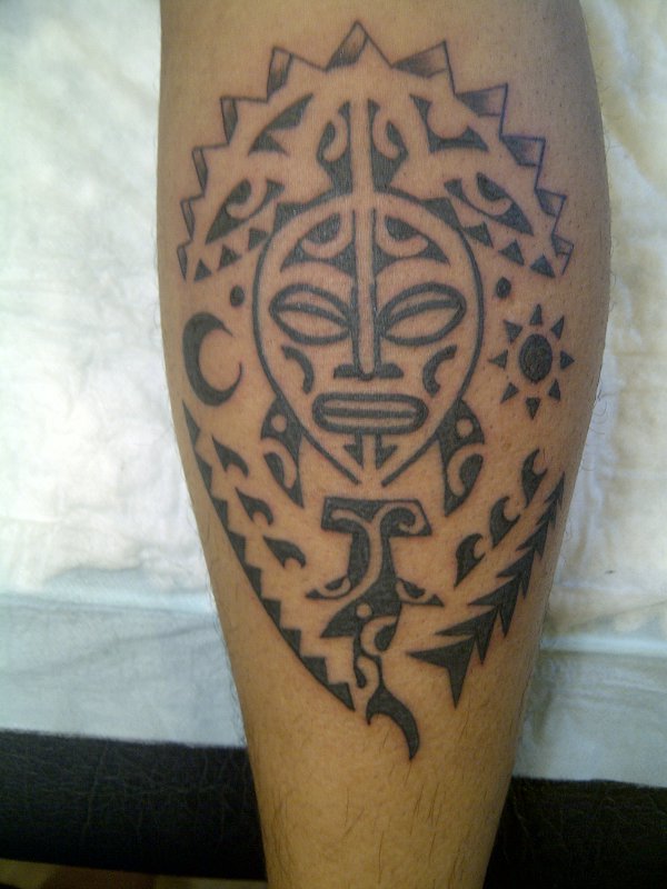 Raymond - Polynesian calf tattoo photo