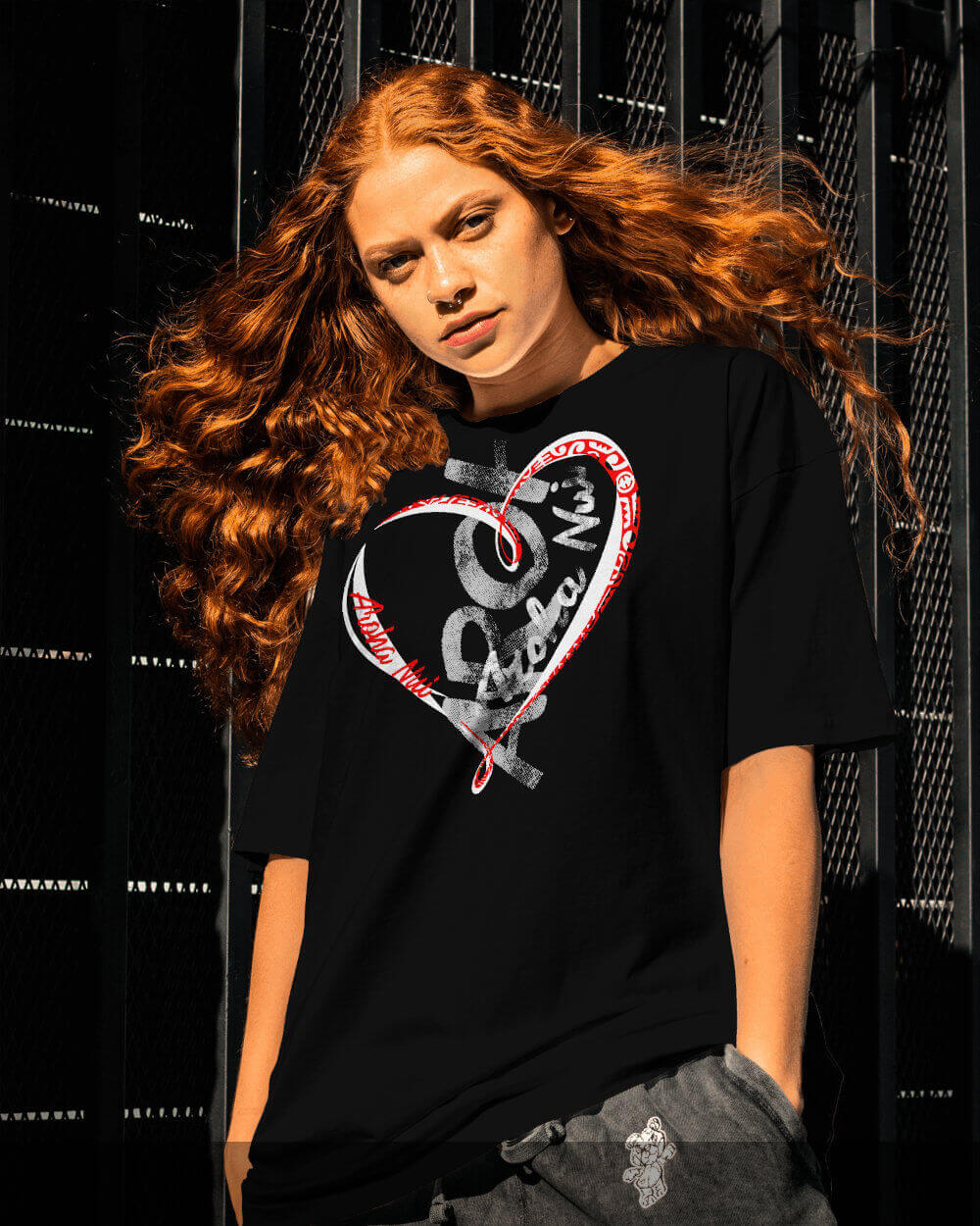 Aroha Nui heart black tshirt on Etsy