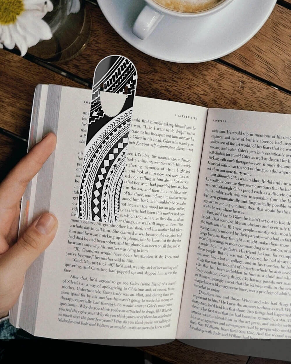 Samoan tattoo pattern aluminum bookmark